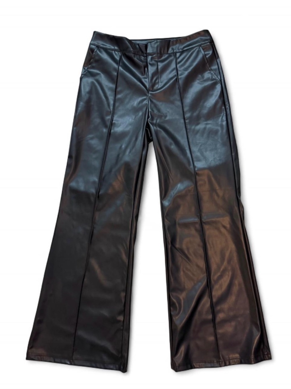 Black Faux Leather Flare Pants
